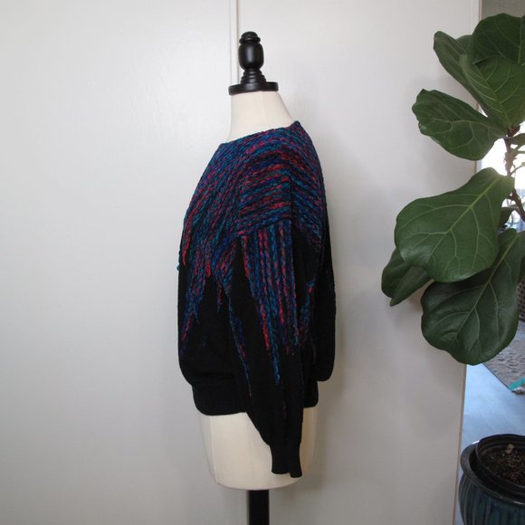 VINTAGE - CAMPUS CASUALS - 80's 90's Chenille Knit Balloon Sleeve Sweater - Picture 2 of 10